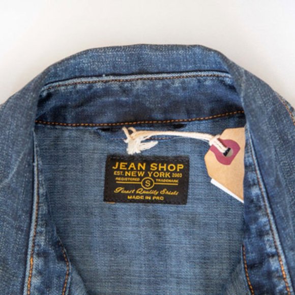 JEAN SHOP Corona Faded Blue Denim Jeans Snap Shirt - Picture 2 of 4